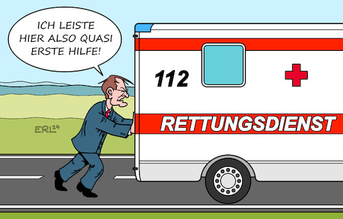 Cartoon: Rettungsdienst (medium) by Erl tagged politik,bundesregierung,ampel,spd,grüne,fdp,kabinett,reform,notfallversorgung,akutleitstellen,schnelligkeit,rettungsdienst,notärztin,notarzt,rtw,rettungswagen,krankenwagen,gesundheitsminister,karl,lauterbach,karikatur,erl,politik,bundesregierung,ampel,spd,grüne,fdp,kabinett,reform,notfallversorgung,akutleitstellen,schnelligkeit,rettungsdienst,notärztin,notarzt,rtw,rettungswagen,krankenwagen,gesundheitsminister,karl,lauterbach,karikatur,erl