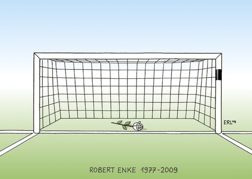 Cartoon: Robert Enke (medium) by Erl tagged robert,enke,torhüter,fußball,freitod,suizid,fußball,fussbal,selbstmord,tod,sterben,sport,sportler,trauer,suizid,freitod,torhüter,robert enke,andenken,robert,enke