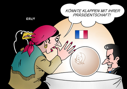 Cartoon: Sarkozy (medium) by Erl tagged frankreich,wahl,departement,bezirk,sieg,ump,nicolas,sarkozy,partei,hoffnung,präsidentschaft,zukunft,wahrsagerin,hellseherin,rabe,kugel,marine,le,pen,front,national,karikatur,erl,frankreich,wahl,departement,bezirk,sieg,ump,nicolas,sarkozy,partei,hoffnung,präsidentschaft,zukunft,wahrsagerin,hellseherin,rabe,kugel,marine,le,pen,front,national