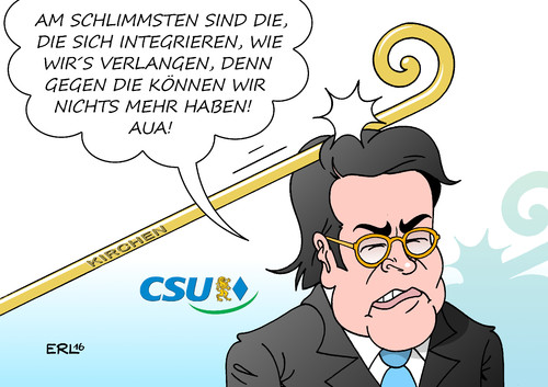 Cartoon: Scheuer (medium) by Erl tagged andreas,scheuer,csu,generalsekretär,äußerung,flüchtlinge,senegal,fußball,spielen,ministrant,integration,abschiebung,erschwernis,abschottung,abschreckung,christlich,sozial,unchristlich,unsozial,kritik,kirchen,bischof,marx,bischofsstab,karikatur,erl,andreas,scheuer,csu,generalsekretär,äußerung,flüchtlinge,senegal,fußball,spielen,ministrant,integration,abschiebung,erschwernis,abschottung,abschreckung,christlich,sozial,unchristlich,unsozial,kritik,kirchen,bischof,marx,bischofsstab,karikatur,erl