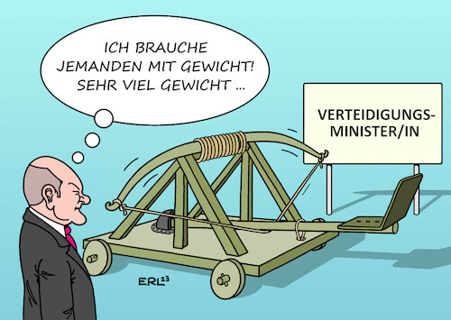 Cartoon: Schleudersitz (medium) by Erl tagged politik,verteidigungsministerin,christine,lambrecht,rücktritt,pleiten,pech,pannen,fettnäpfchen,bundeskanzler,olaf,scholz,suche,nachfolgerin,nachfolger,schleudersitz,schwergewicht,gewicht,aufgaben,bundeswehr,zeitenwende,karikatur,erl,politik,verteidigungsministerin,christine,lambrecht,rücktritt,pleiten,pech,pannen,fettnäpfchen,bundeskanzler,olaf,scholz,suche,nachfolgerin,nachfolger,schleudersitz,schwergewicht,gewicht,aufgaben,bundeswehr,zeitenwende,karikatur,erl