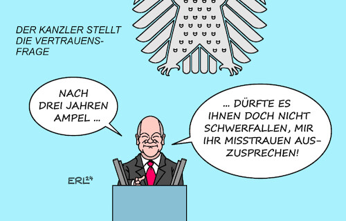 Cartoon: Scholz (medium) by Erl tagged politik,ampel,aus,neuwahlen,kanzler,scholz,vertrauensfrage,bundestag,misstrauen,karikatur,erl,politik,ampel,aus,neuwahlen,kanzler,scholz,vertrauensfrage,bundestag,misstrauen,karikatur,erl