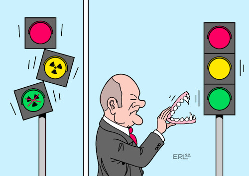 Cartoon: Scholz zeigt Zähne (medium) by Erl tagged politik,krieg,russland,ukraine,gas,knappheit,verteuerung,winter,frieren,ampel,streit,verlängerung,laufzeit,atomkraftwerke,fdp,christian,lindner,grüne,robert,habeck,bundeskanzler,olaf,scholz,entscheidung,richtlinienkompetenz,machtwort,zähne,zeigen,karikatur,erl,politik,krieg,russland,ukraine,gas,knappheit,verteuerung,winter,frieren,ampel,streit,verlängerung,laufzeit,atomkraftwerke,fdp,christian,lindner,grüne,robert,habeck,bundeskanzler,olaf,scholz,entscheidung,richtlinienkompetenz,machtwort,zähne,zeigen,karikatur,erl