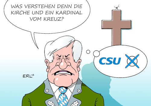 Cartoon: Seehofer Kreuz (medium) by Erl tagged politik,bayern,ministerpräsident,markus,söder,csu,landtagswahl,wahlkampf,angst,wähler,afd,rechtspopulismus,nationalismus,islamfeindlichkeit,islamophobie,stärkung,heimat,identität,christlich,abendländisch,christentum,kreuz,partei,absolute,mehrheit,konservativ,kritik,kirche,kardinal,marx,replik,innenminister,seehofer,karikatur,erl,politik,bayern,ministerpräsident,markus,söder,csu,landtagswahl,wahlkampf,angst,wähler,afd,rechtspopulismus,nationalismus,islamfeindlichkeit,islamophobie,stärkung,heimat,identität,christlich,abendländisch,christentum,kreuz,partei,absolute,mehrheit,konservativ,kritik,kirche,kardinal,marx,replik,innenminister,seehofer,karikatur,erl