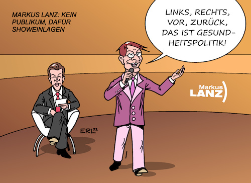 Cartoon: Showeinlage (medium) by Erl tagged politik,corona,virus,pandemie,covid19,gesundheitsminister,karl,lauterbach,spd,vorsicht,wandlung,positionen,fdp,freiheit,eigenverantwortung,quarantäne,freiwillig,rücknahme,lied,links,rechts,vor,zurück,show,talkshow,markus,lanz,karikatur,erl,politik,corona,virus,pandemie,covid19,gesundheitsminister,karl,lauterbach,spd,vorsicht,wandlung,positionen,fdp,freiheit,eigenverantwortung,quarantäne,freiwillig,rücknahme,lied,links,rechts,vor,zurück,show,talkshow,markus,lanz,karikatur,erl