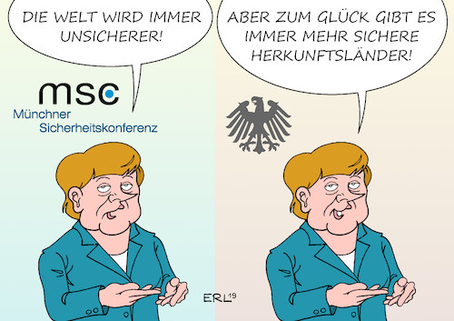 Cartoon: Sicherheit (medium) by Erl tagged politik,münchner,sicherheitskonferenz,tagung,diskussion,sicherheit,welt,unsicherheit,kündigung,inf,vertrag,usa,trump,russland,putin,gefahr,nuklear,wettrüsten,atomraketen,deutschland,bundesregierung,merkel,ausweitung,sichere,herkunftsländer,erleichterung,abschiebung,asylbewerber,abstimmung,bundesrat,karikatur,erl,politik,münchner,sicherheitskonferenz,tagung,diskussion,sicherheit,welt,unsicherheit,kündigung,inf,vertrag,usa,trump,russland,putin,gefahr,nuklear,wettrüsten,atomraketen,deutschland,bundesregierung,merkel,ausweitung,sichere,herkunftsländer,erleichterung,abschiebung,asylbewerber,abstimmung,bundesrat,karikatur,erl