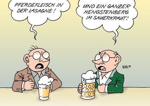 Cartoon: Skandal II (medium) by Erl tagged hengst,hengstenberg,firma,marke,sauerkraut,verbraucherschutz,verbraucher,fertiggericht,lasagne,betrug,skandal,pferdefleisch,lebensmittel,lebensmittel,pferdefleisch,skandal,betrug,lasagne,fertiggericht,verbraucher,verbraucherschutz,sauerkraut,marke,firma,hengstenberg,hengst