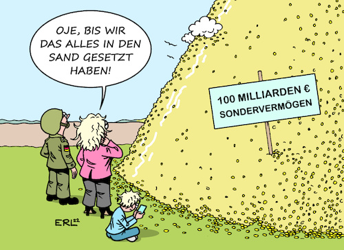 Cartoon: Sondervermögen (medium) by Erl tagged politik,krieg,russland,ukraine,deutschland,zeitenwende,100,milliarden,sondervermögen,bundeswehr,verteidigung,verteidigungsministerin,christine,lambrecht,unfähigkeit,ungeschicklichkeit,urlaub,hubschrauber,sohn,karikatur,erl,politik,krieg,russland,ukraine,deutschland,zeitenwende,100,milliarden,sondervermögen,bundeswehr,verteidigung,verteidigungsministerin,christine,lambrecht,unfähigkeit,ungeschicklichkeit,urlaub,hubschrauber,sohn,karikatur,erl