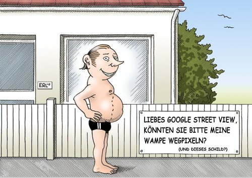 Cartoon: Sonderwünsche (medium) by Erl tagged google,street,view,protest,widerspruch,pixel,wegpixeln,sonderwunsch,wampe,schild,haus,zaun,garten,google,street view,widerspruch,protest,pixel,sonderwunsch,wampe,garten,internet,datenschutz,city,stadt,map,karte,street,view