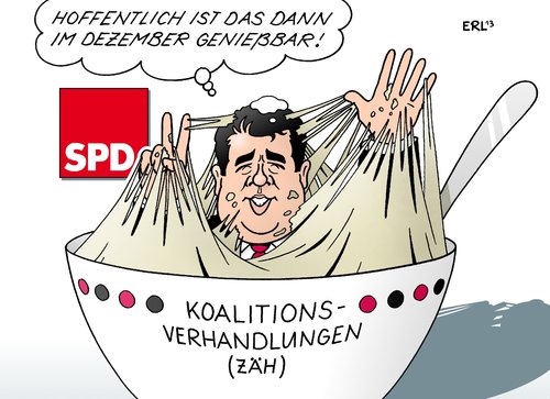 Cartoon: SPD-Parteitag (medium) by Erl tagged spd,parteitag,vorsitz,sigmar,gabriel,koalitionsverhandlungen,cdu,csu,schwarz,rot,zäh,brei,abstimmung,entscheid,mitglieder,parteimitglieder,dezember,koalition,regierung,schüssel,löffel,auslöffeln,spd,parteitag,vorsitz,sigmar,gabriel,koalitionsverhandlungen,cdu,csu,schwarz,rot,zäh,brei,abstimmung,entscheid,mitglieder,parteimitglieder,dezember,koalition,regierung,schüssel,löffel,auslöffeln