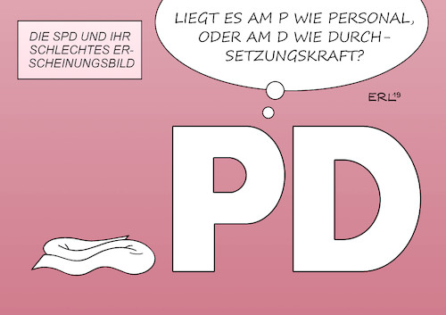 Cartoon: SPD (medium) by Erl tagged politik,spd,sozialdemokratische,partei,deutschlands,sozialdemokraten,umfragetief,wahlschlappen,wahlniederlagen,ursachen,markenkern,soziales,unkenntlich,diskussion,personalfragen,andrea,nahles,durschsetzungsfähigkeit,groko,karikatur,erl,politik,spd,sozialdemokratische,partei,deutschlands,sozialdemokraten,umfragetief,wahlschlappen,wahlniederlagen,ursachen,markenkern,soziales,unkenntlich,diskussion,personalfragen,andrea,nahles,durschsetzungsfähigkeit,groko,karikatur,erl