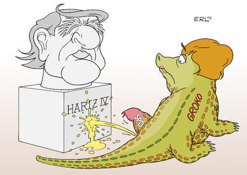 Cartoon: SPD Hartz IV (medium) by Erl tagged politik,partei,spd,wahl,spitzenduo,vorsitzende,norbert,walter,borjans,saskia,esken,linksruck,sozialpolitik,sozialstaat,überwindung,hartz,iv,agenda,2010,gerhard,schröder,denkmal,groko,große,koalition,konflikt,merkel,krokodil,karikatur,erl,politik,partei,spd,wahl,spitzenduo,vorsitzende,norbert,walter,borjans,saskia,esken,linksruck,sozialpolitik,sozialstaat,überwindung,hartz,iv,agenda,2010,gerhard,schröder,denkmal,groko,große,koalition,konflikt,merkel,krokodil,karikatur,erl