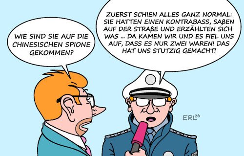 Cartoon: Spione (medium) by Erl tagged politik,polizei,deutschland,festnahme,spione,china,chinesisch,lied,drei,chinesen,kontrabass,karikatur,erl,politik,polizei,deutschland,festnahme,spione,china,chinesisch,lied,drei,chinesen,kontrabass,karikatur,erl
