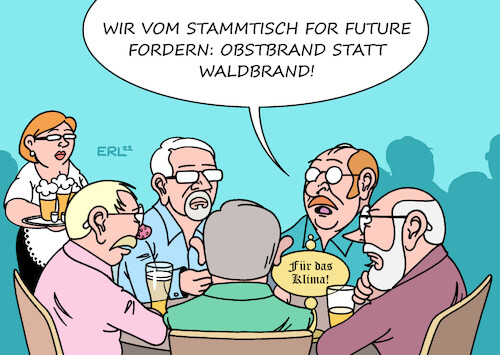 Cartoon: Stammtisch for Future (medium) by Erl tagged politik,klima,klimawandel,klimakrise,extremwetter,hochwasser,dürre,hitze,waldbrände,waldbrand,friday,for,future,stammtisch,obstbrand,alkohol,karikatur,erl,politik,klima,klimawandel,klimakrise,extremwetter,hochwasser,dürre,hitze,waldbrände,waldbrand,friday,for,future,stammtisch,obstbrand,alkohol,karikatur,erl