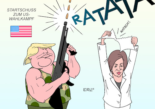 Cartoon: Startschuss (medium) by Erl tagged politik,usa,wahl,präsidentschaftswahl,präsident,trump,rede,zur,lage,der,nation,angeberei,nancy,pelosi,zerreißen,manuskript,verachtung,spaltung,start,rennen,weisses,haus,republikaner,demokraten,karikatur,erl,politik,usa,wahl,präsidentschaftswahl,präsident,trump,rede,zur,lage,der,nation,angeberei,nancy,pelosi,zerreißen,manuskript,verachtung,spaltung,start,rennen,weisses,haus,republikaner,demokraten,karikatur,erl