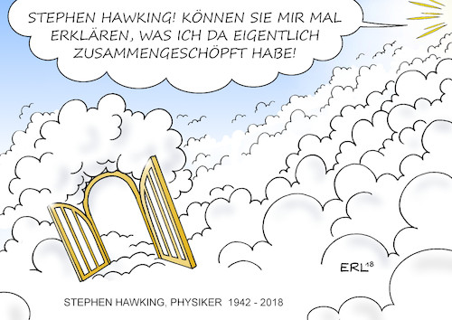 Cartoon: Stephen Hawking (medium) by Erl tagged politik,wissenschaft,stephen,hawking,physiker,tod,krankheit,leben,mut,lebensmut,wissenschaftler,physik,genie,allgemeine,relativitätstheorie,schwarze,löcher,kosmologie,weltformel,astrophysik,theorie,erklärung,aufklärung,universum,welt,weltall,himmel,gott,schöpfung,wissen,karikatur,erl,politik,wissenschaft,stephen,hawking,physiker,tod,krankheit,leben,mut,lebensmut,wissenschaftler,physik,genie,allgemeine,relativitätstheorie,schwarze,löcher,kosmologie,weltformel,astrophysik,theorie,erklärung,aufklärung,universum,welt,weltall,himmel,gott,schöpfung,wissen,karikatur,erl