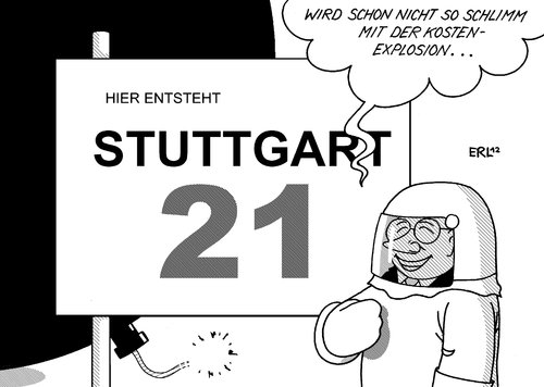 Cartoon: Stuttgart 21 (medium) by Erl tagged stuttgart21,stuttgart,bahnhof,unterirdisch,neubau,projekt,protest,kopfbahnhof,abriss,volksabstimmung,kosten,kostenexplosion,rote,zahlen