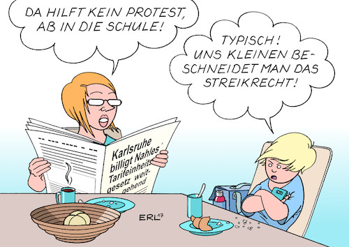 Cartoon: Tarifeinheitsgesetz (medium) by Erl tagged tarifeinheitsgesetz,arbeitsministerin,andrea,nahles,streikrecht,gewerkschaften,klein,spartengewerkschaft,cockpit,gdl,streik,mitglieder,werbung,durcheinander,beschneidung,klage,bundesverfassungsgericht,karlsruhe,schule,mutter,kind,karikatur,erl,tarifeinheitsgesetz,arbeitsministerin,andrea,nahles,streikrecht,gewerkschaften,klein,spartengewerkschaft,cockpit,gdl,streik,mitglieder,werbung,durcheinander,beschneidung,klage,bundesverfassungsgericht,karlsruhe,schule,mutter,kind,karikatur,erl