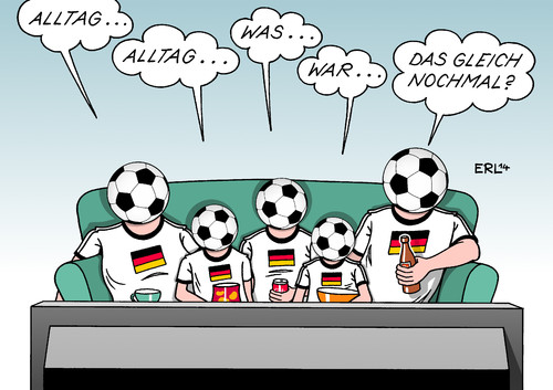 Cartoon: The Day After (medium) by Erl tagged fußball,weltmeisterschaft,wm,brasilien,2014,ende,fernsehen,medien,zeitung,wochen,couch,fest,feiern,feiertag,alltag,umstellung,gewöhnung,fußball,weltmeisterschaft,wm,brasilien,2014,ende,fernsehen,medien,zeitung,wochen,couch,fest,feiern,feiertag,alltag,umstellung,gewöhnung