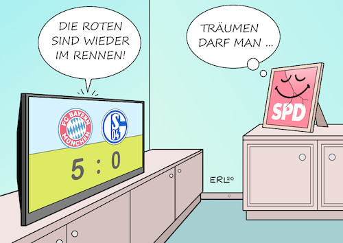 Cartoon: Träumerei (medium) by Erl tagged politik,sport,fußball,bundesliga,fc,bayern,münchen,sieg,zurück,titelrennen,die,roten,stärke,traum,spd,umfragetief,karikatur,erl,politik,sport,fußball,bundesliga,fc,bayern,münchen,sieg,zurück,titelrennen,die,roten,stärke,traum,spd,umfragetief,karikatur,erl