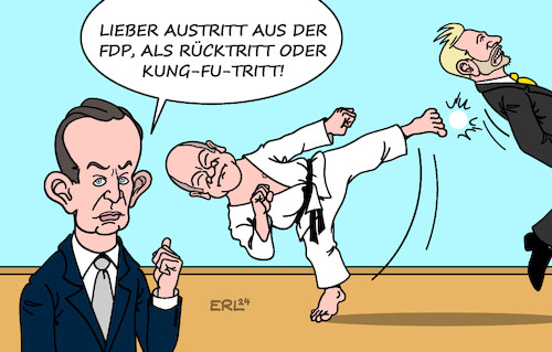 Cartoon: Tritte (medium) by Erl tagged politik,ampel,aus,scholz,rauswurf,lindner,rücktritt,verbleib,kabinett,wissing,austritt,fdp,kung,fu,karikatur,erl,politik,ampel,aus,scholz,rauswurf,lindner,rücktritt,verbleib,kabinett,wissing,austritt,fdp,kung,fu,karikatur,erl