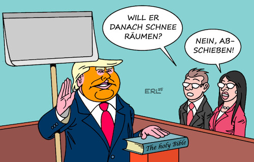 Cartoon: Trump legt los (medium) by Erl tagged politik,usa,vereidigung,donald,trump,präsident,migration,razzia,abschiebung,kälte,schnee,karikatur,erl,politik,usa,vereidigung,donald,trump,präsident,migration,razzia,abschiebung,kälte,schnee,karikatur,erl