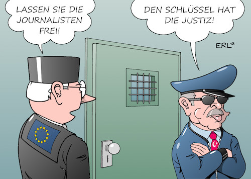 Cartoon: Türkei Urteil (medium) by Erl tagged politik,europäischer,gerichtshof,für,menschenrechte,richter,urteil,türkei,inhaftierung,journalisten,verhaftung,säuberung,präsident,erdogan,putsch,putschversuch,2016,ausnahmezustand,abbau,demokratie,grundrechte,meinungsfreiheit,pressefreiheit,gewaltenteilung,justiz,gefängnis,wärter,schlüssel,karikatur,erl,politik,europäischer,gerichtshof,für,menschenrechte,richter,urteil,türkei,inhaftierung,journalisten,verhaftung,säuberung,präsident,erdogan,putsch,putschversuch,2016,ausnahmezustand,abbau,demokratie,grundrechte,meinungsfreiheit,pressefreiheit,gewaltenteilung,justiz,gefängnis,wärter,schlüssel,karikatur,erl