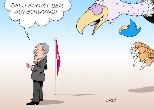 Cartoon: Türkei Wirtschaft (medium) by Erl tagged politik,wirtschaft,finanzen,türkei,absturz,lira,währung,inflation,leitzins,präsident,erdogan,wirtschaftspolitik,abschreckung,investoren,gefahr,pleite,staatspleite,zusammenarbeit,iwf,strafzölle,donald,trump,inhaftierung,pastor,twitter,pleitegeier,aufschwung,karikatur,erl,politik,wirtschaft,finanzen,türkei,absturz,lira,währung,inflation,leitzins,präsident,erdogan,wirtschaftspolitik,abschreckung,investoren,gefahr,pleite,staatspleite,zusammenarbeit,iwf,strafzölle,donald,trump,inhaftierung,pastor,twitter,pleitegeier,aufschwung,karikatur,erl