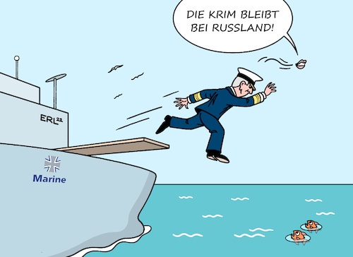 Cartoon: Über die Planke (medium) by Erl tagged politik,konflikt,russland,ukraine,westen,usa,eu,bundeswehr,marine,aussage,vizeadmiral,kay,achim,schönbach,krim,dauerhaft,russisch,versetzung,ruhestand,schiff,planke,meer,mund,fische,karikatur,erl,politik,konflikt,russland,ukraine,westen,usa,eu,bundeswehr,marine,aussage,vizeadmiral,kay,achim,schönbach,krim,dauerhaft,russisch,versetzung,ruhestand,schiff,planke,meer,mund,fische,karikatur,erl