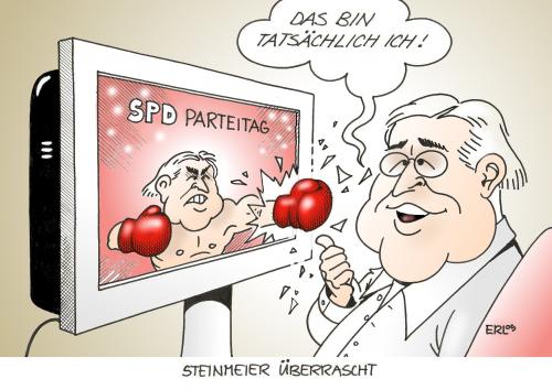 Cartoon: Überraschung (medium) by Erl tagged spd,steinmeier,kampf,kämpfer,rede,wahl,wahlparteitag,parteitag,spd,steinmeier,kanzleramt,kanzler,kandidatur,kanzlerkandidatur,wahl,wahlen,bundestagswahl,wahlparteitag,parteitag,rede,kämpfer,kampf