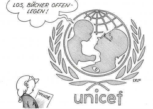 Cartoon: unicef (medium) by Erl tagged unicef,germany,money,audit,,unicef,germany,money,audit,spendenaffäre,veruntreuung,bücher,spendenverschwendung,hilfsorganisation,kinderhilfswerk,dietrich,garlichs,deutschland,offenlegen,spende,gelder,kinder,entwicklung,bertug,vertrauen,honorare,wachstumskrise,krise