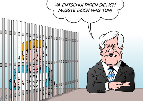 Cartoon: Union (medium) by Erl tagged cdu,csu,union,treffen,kanzleramt,flüchtlingsfrage,flüchtlingskrise,flüchtlinge,bundeskanzlerin,angela,merkel,wir,schaffen,das,ministerpräsident,horst,seehofer,obergrenze,lösung,national,grenze,zaun,eu,europa,europäisch,karikatur,erl,cdu,csu,union,treffen,kanzleramt,flüchtlingsfrage,flüchtlingskrise,flüchtlinge,bundeskanzlerin,angela,merkel,wir,schaffen,das,ministerpräsident,horst,seehofer,obergrenze,lösung,national,grenze,zaun,eu,europa,europäisch,karikatur,erl