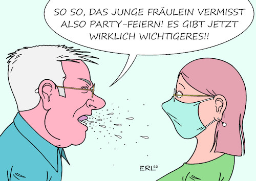 Cartoon: Unvernunft (medium) by Erl tagged politik,corona,virus,pandemie,covid19,zweite,welle,anstieg,fallzahlen,hochzeit,feier,familienfeier,party,szene,jung,menschen,leichtsinn,vorwurf,beschuldigung,maske,karikatur,erl,politik,corona,virus,pandemie,covid19,zweite,welle,anstieg,fallzahlen,hochzeit,feier,familienfeier,party,szene,jung,menschen,leichtsinn,vorwurf,beschuldigung,maske,karikatur,erl