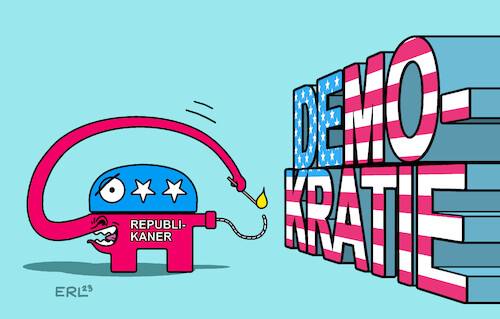 Cartoon: US-Republikaner (medium) by Erl tagged politik,usa,republikaner,absetzung,abwahl,speaker,sprecher,repräsentantenhaus,kevin,mccarthy,spiel,mit,dem,feuer,stimmung,explosiv,bombe,gefahr,demokratie,rechtspopulismus,rechtsextremismus,trumpismus,donald,trump,elefant,karikatur,erl,politik,usa,republikaner,absetzung,abwahl,speaker,sprecher,repräsentantenhaus,kevin,mccarthy,spiel,mit,dem,feuer,stimmung,explosiv,bombe,gefahr,demokratie,rechtspopulismus,rechtsextremismus,trumpismus,donald,trump,elefant,karikatur,erl