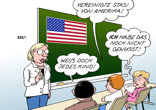 Cartoon: USA (medium) by Erl tagged lehrerin,lehrer,schülerin,schüler,klassenbeste,klasse,täuschung,schule,kind,vortäuschen,unwissen,ahnungslosigkeit,merkel,angela,bundeskanzlerin,handy,deutschland,spionage,überwachung,abhöraffäre,geheimdienst,nsa,usa,usa,nsa,geheimdienst,abhöraffäre,überwachung,spionage,deutschland,handy,bzndeskanzlerin,angela,merkel,ahnungslosigkeit,unwissen,vortäuschen,kind,schule,täuschung,klasse,klassenbeste,schüler,schülerin,lehrer,lehrerin