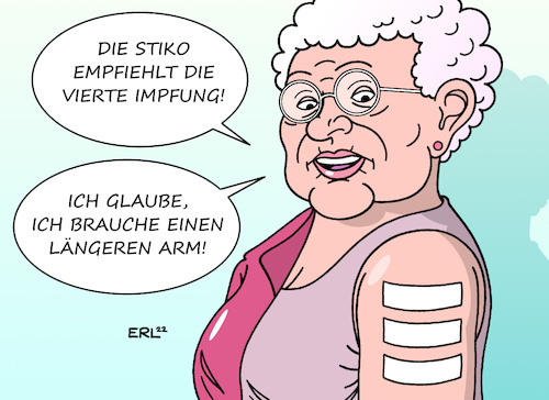 Cartoon: Vierte Impfung (medium) by Erl tagged politik,corona,virus,pandemie,covid19,impfung,erste,zweite,dritte,booster,vierte,ältere,menschen,arm,oberarm,spritze,pflaster,empfehlung,stiko,karikatur,erl,politik,corona,virus,pandemie,covid19,impfung,erste,zweite,dritte,booster,vierte,ältere,menschen,arm,oberarm,spritze,pflaster,empfehlung,stiko,karikatur,erl