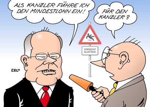 Cartoon: Vorsicht Glatteis! (medium) by Erl tagged spd,kanzlerkandidaz,peer,steinbrück,programm,mindestlohn,fangfrage,glatteis,vorsicht,journalist,vortrag,honorar,kanzlergehalt,geld,gier,medien,spd,kanzlerkandidaz,peer,steinbrück,programm,mindestlohn,fangfrage,glatteis,vorsicht,journalist,vortrag,honorar,kanzlergehalt,geld,gier,medien