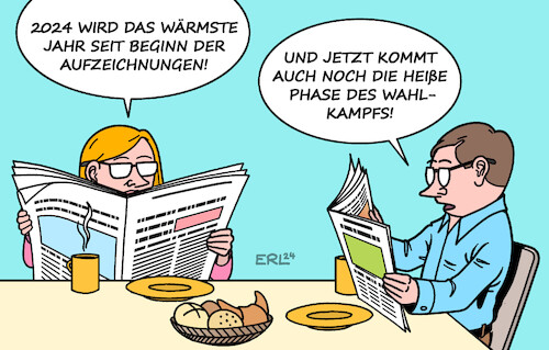 Cartoon: Wärmstes Jahr (medium) by Erl tagged politik,klima,klimawandel,2024,rekord,erderwärmung,neuwahlen,wahlkampf,heiße,phase,karikatur,erl,politik,klima,klimawandel,2024,rekord,erderwärmung,neuwahlen,wahlkampf,heiße,phase,karikatur,erl