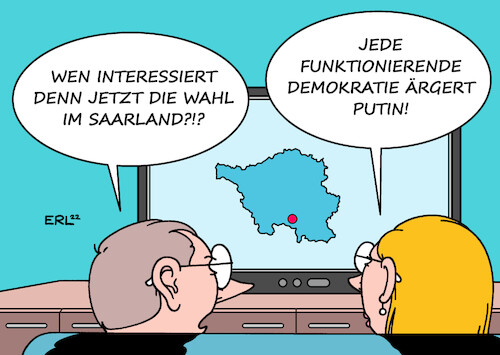 Cartoon: Wahl im Saarland (medium) by Erl tagged politik,wahl,landtagswahl,saarland,demokratie,ärger,diktatoren,wladimir,putin,krieg,angriff,überfall,russland,ukraine,karikatur,erl,politik,wahl,landtagswahl,saarland,demokratie,ärger,diktatoren,wladimir,putin,krieg,angriff,überfall,russland,ukraine,karikatur,erl