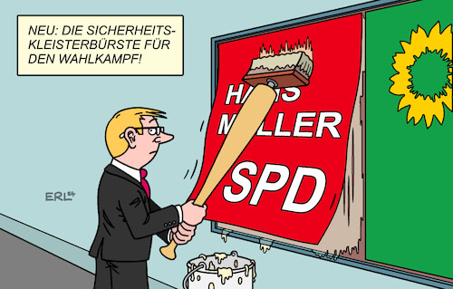 Cartoon: Wahlkampf (medium) by Erl tagged politik,demokratie,wahl,europawahl,wahlkampf,plakatieren,gewalt,schläge,gegen,politiker,spd,grüne,sicherheit,wehrhaftigkeit,baseballschläger,kleister,bürste,plakat,karikatur,erl,politik,demokratie,wahl,europawahl,wahlkampf,plakatieren,gewalt,schläge,gegen,politiker,spd,grüne,sicherheit,wehrhaftigkeit,baseballschläger,kleister,bürste,plakat,karikatur,erl