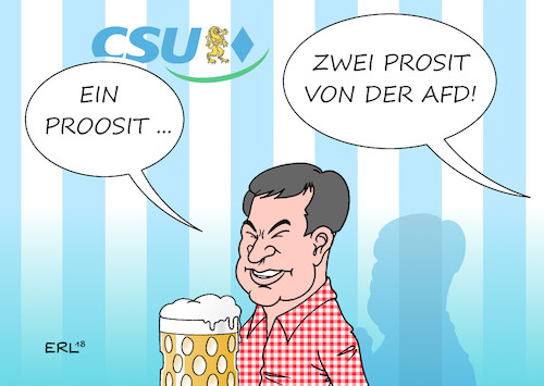 Cartoon: Wahlkampf CSU (medium) by Erl tagged politik,landtagswahl,bayern,wahlkampf,auftakt,gillamoos,csu,ministerpräsident,markus,söder,konkurrenz,afd,rechtspopulismus,wähler,flüchtlinge,flüchtlingspolitik,bierzelt,bier,maß,prosit,karikatur,erl,politik,landtagswahl,bayern,wahlkampf,auftakt,gillamoos,csu,ministerpräsident,markus,söder,konkurrenz,afd,rechtspopulismus,wähler,flüchtlinge,flüchtlingspolitik,bierzelt,bier,maß,prosit,karikatur,erl