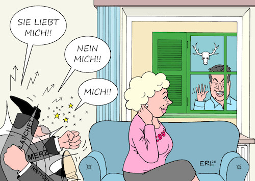 Cartoon: Wenn drei sich streiten (medium) by Erl tagged politik,partei,cdu,suche,vorsitz,vorsitzender,kandidaten,armin,laschet,friedrich,merz,norbert,röttgen,entscheidung,parteitag,streit,verschiebung,corona,virus,pandemie,liebäugeln,markus,söder,csu,fenster,karikatur,erl,politik,partei,cdu,suche,vorsitz,vorsitzender,kandidaten,armin,laschet,friedrich,merz,norbert,röttgen,entscheidung,parteitag,streit,verschiebung,corona,virus,pandemie,liebäugeln,markus,söder,csu,fenster,karikatur,erl