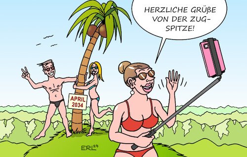 Cartoon: Wenn es so weitergeht ... (medium) by Erl tagged politik,klima,klimawandel,erderwärmung,heißester,monat,heißestes,jahr,wetteraufzeichnungen,wetter,april,sommer,hitze,hitzewelle,hochsommer,zukunft,gletscher,berge,alpen,zugspitze,grün,karikatur,erl,politik,klima,klimawandel,erderwärmung,heißester,monat,heißestes,jahr,wetteraufzeichnungen,wetter,april,sommer,hitze,hitzewelle,hochsommer,zukunft,gletscher,berge,alpen,zugspitze,grün,karikatur,erl