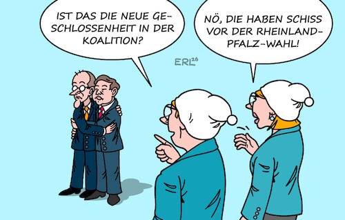 Cartoon: Wer die Wahl hat ... (medium) by Erl tagged politik,landtagswahl,rheinland,pfalz,cdu,spd,spannung,koalition,bund,merz,klingbeil,angst,verlierer,michel,karikatur,erl,politik,landtagswahl,rheinland,pfalz,cdu,spd,spannung,koalition,bund,merz,klingbeil,angst,verlierer,michel,karikatur,erl