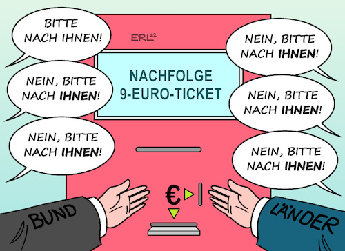 Cartoon: Wer soll das bezahlen? (medium) by Erl tagged politik,inflation,entlastung,bürgerinnen,bürger,öffentlicher,verkehr,euro,ticket,befristet,erfolg,bund,entlastungspaket,nachfolge,finanzierung,streit,länder,fahrkarten,automat,geld,einwurf,vortritt,karikatur,erl,politik,inflation,entlastung,bürgerinnen,bürger,öffentlicher,verkehr,euro,ticket,befristet,erfolg,bund,entlastungspaket,nachfolge,finanzierung,streit,länder,fahrkarten,automat,geld,einwurf,vortritt,karikatur,erl