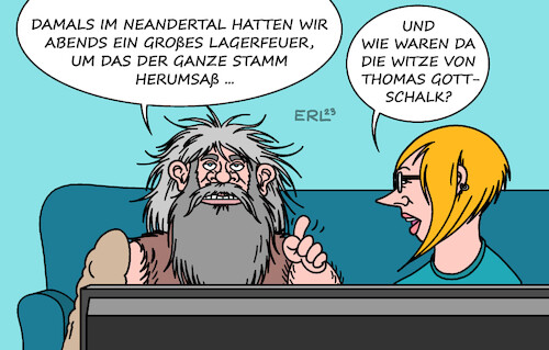 Cartoon: Wetten dass... (medium) by Erl tagged politik,kultur,medien,fernsehen,samstagabend,samstag,abend,show,unterhaltung,dinosaurier,wetten,dass,moderator,thomas,gottschalk,letzte,sendung,witze,altherrenwitze,lagerfeuer,nation,neandertal,steinzeit,karikatur,erl,politik,kultur,medien,fernsehen,samstagabend,samstag,abend,show,unterhaltung,dinosaurier,wetten,dass,moderator,thomas,gottschalk,letzte,sendung,witze,altherrenwitze,lagerfeuer,nation,neandertal,steinzeit,karikatur,erl