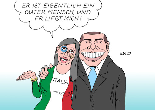 Cartoon: Wieder zurück (medium) by Erl tagged politik,italien,wahl,parlament,bündnis,mitte,rechts,national,graue,eminenz,silvio,berlusconi,ex,regierungschef,mann,frau,zurück,forza,italia,lega,nord,fratelli,fünf,sterne,bewegung,partito,democratico,demokratie,populismus,rechtspopulismus,nationalismus,schläger,veilchen,pflaster,abhängigkeit,karikatur,erl,politik,italien,wahl,parlament,bündnis,mitte,rechts,national,graue,eminenz,silvio,berlusconi,ex,regierungschef,mann,frau,zurück,forza,italia,lega,nord,fratelli,fünf,sterne,bewegung,partito,democratico,demokratie,populismus,rechtspopulismus,nationalismus,schläger,veilchen,pflaster,abhängigkeit,karikatur,erl