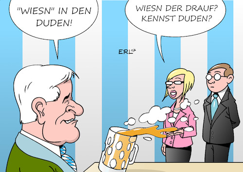 Cartoon: Wiesn in den Duden! (medium) by Erl tagged oktoberfest,münchen,wiesn,theresienwiese,forderung,ministerpräsident,bayern,horst,seehofer,aufnahme,duden,wörterbuch,wortschatz,deutsch,bayrisch,bayerisch,bier,maß,festzelt,karikatur,erl,oktoberfest,münchen,wiesn,theresienwiese,forderung,ministerpräsident,bayern,horst,seehofer,aufnahme,duden,wörterbuch,wortschatz,deutsch,bayrisch,bayerisch,bier,maß,festzelt,karikatur,erl