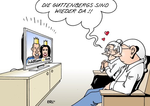 Cartoon: William und Kate (medium) by Erl tagged william,wiindsor,kate,middleton,prinz,großbritannien,hochzeit,monarchie,adel,verehrung,deutschland,guttenberg,rücktritt,plagiatsaffäre,comeback,prinz william,kate middleton,großbritannien,hochzeit,monarchie,adel,verehrung,deutschland,guttenberg,rücktritt,comeback,prinz,william,kate,middleton