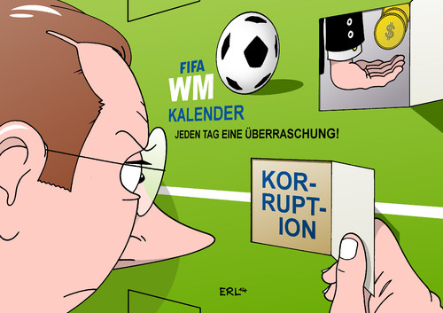 Cartoon: WM-Kalender (medium) by Erl tagged fifa,fußball,wm,vergabe,korruption,verdacht,geld,bestechung,geschäft,umsatz,brasilien,2014,warten,adventskalender,kalender,türchen,überraschung,fifa,fußball,wm,vergabe,korruption,verdacht,geld,bestechung,geschäft,umsatz,brasilien,2014,warten,adventskalender,kalender,türchen,überraschung